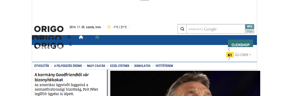 Bátor, kísérleti a fejléc az új Origo-dizájnban