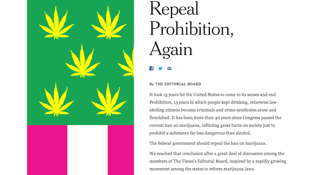 Vezércikkben áll ki a New York Times a legális marihuána mellett