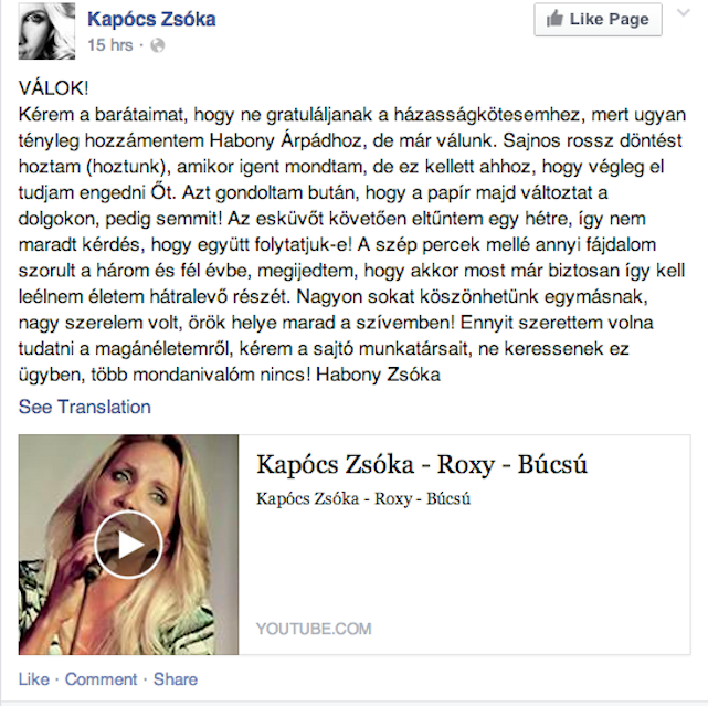 Habony titokban megházasodott, máris válik, világcsúcs