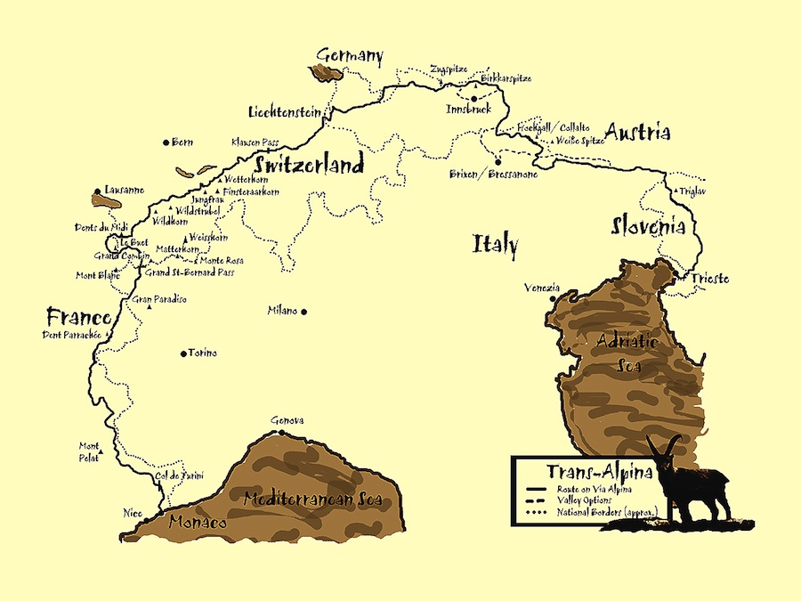 A klasszikus transzalpesi útvonal.