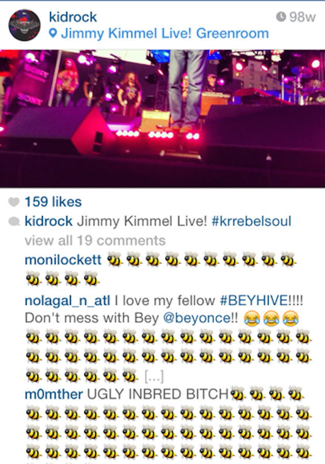 Illustration for article titled Dühös méhek lepték el Kid Rock képeit