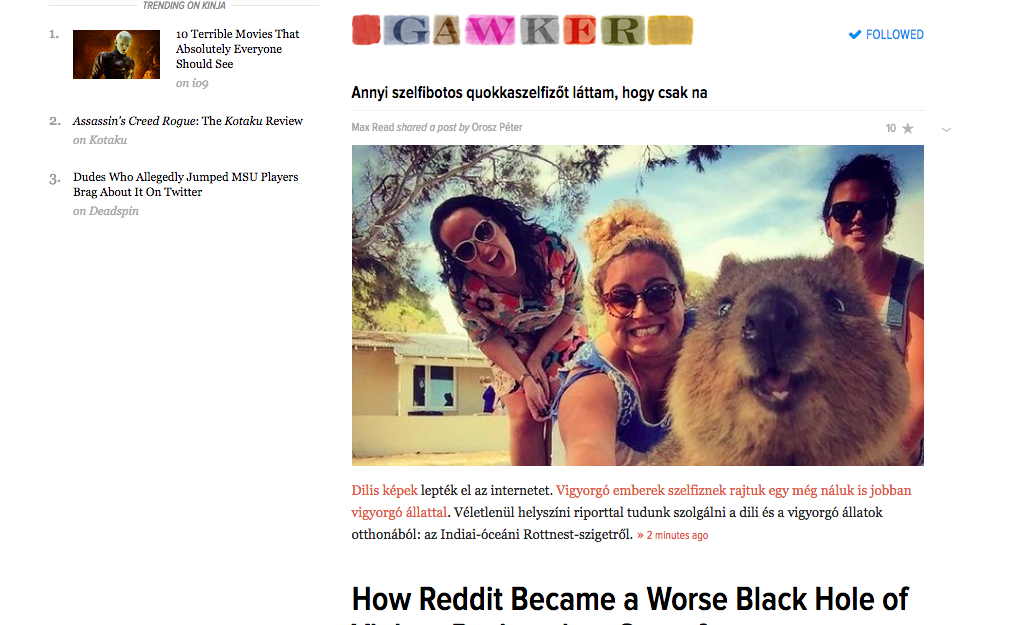 Sokkolt olvasók: magyar nyelvű poszt jelent meg a New York-i Gawkeren