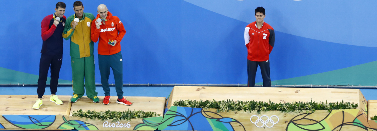 Illustration for article titled Ilyen nincs! A hármas holtttverseny a 100 méteres férfi pillangón Rióban!