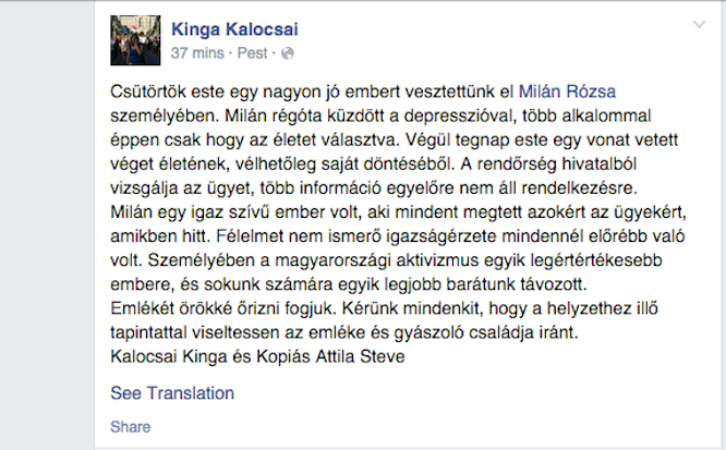 Meghalt a Fidesz-székháznál őrizetbe vett fiatal aktivista