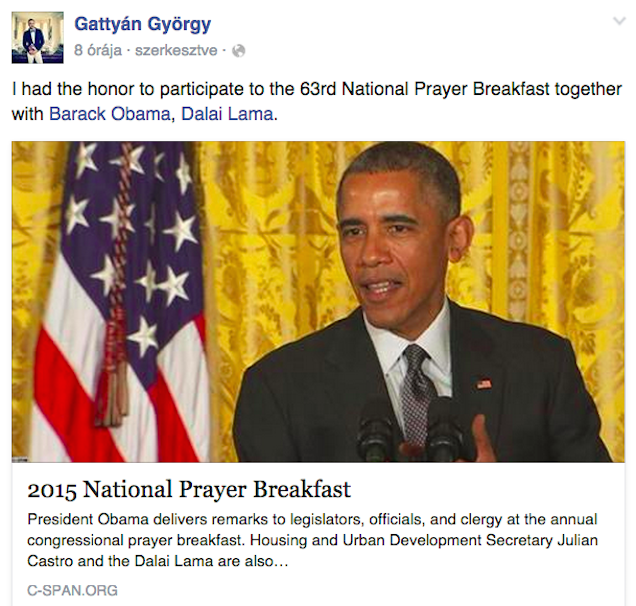 Gattyán Luxus György együtt imádkozott Barack Obamával