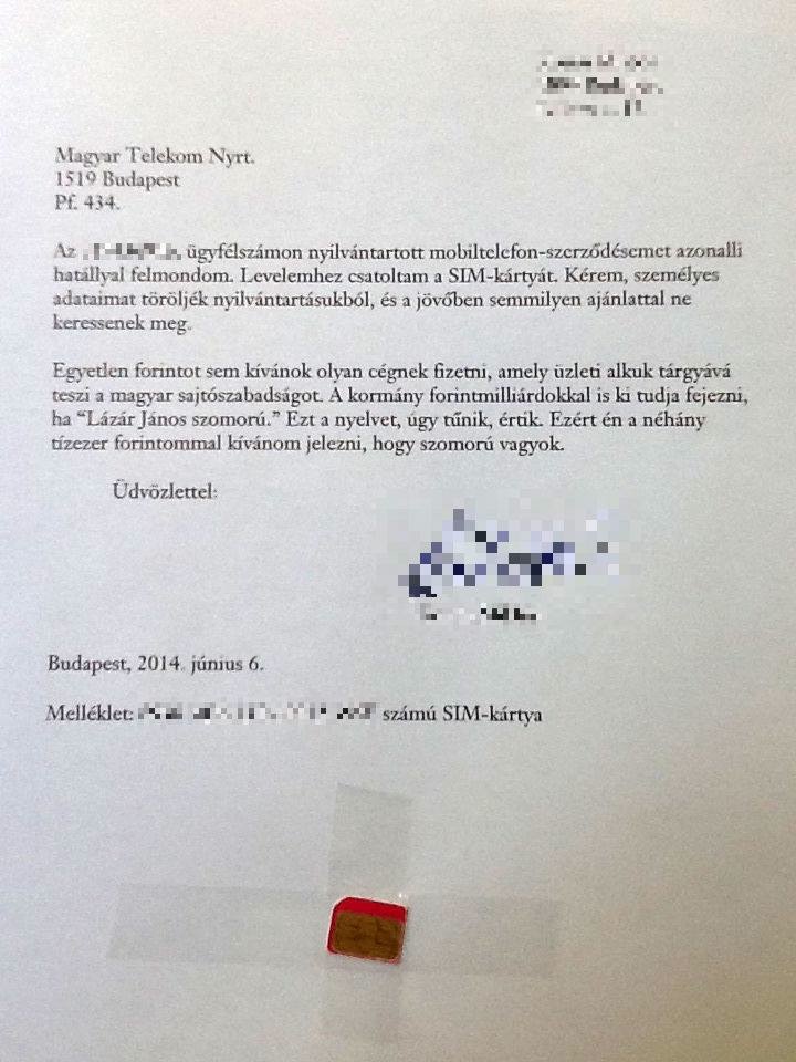 Pompás levélben mondta le a Telekom-előfizetését