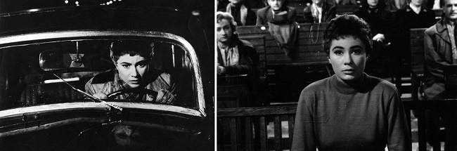 1. Ferrari Violetta a gázoláskor. 2. Ugyanő a tárgyalóteremben.