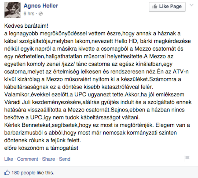 Illustration for article titled Heller Ágnesnek végképp elege lett a barbarizmusból